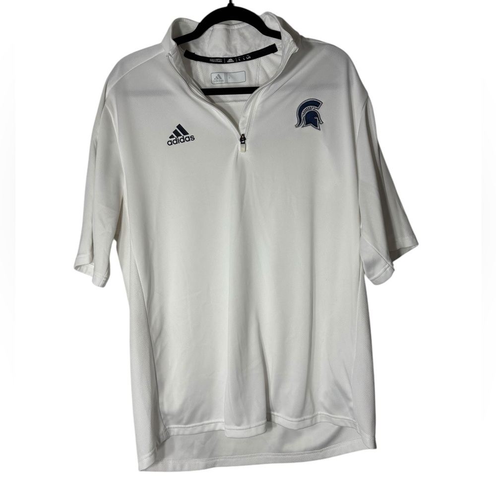 Adidas White Men's Quarter Zip Climalite Shirt